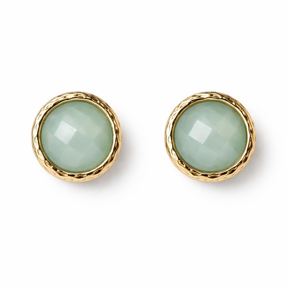 LC Lauren Conrad Jewelry - NWT LC Lauren Conrad Mint Green Stone Stud Earrings Gold Tone Round